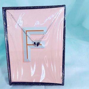 NEW Minimalist F Initial 925 Plated Heart Twee Preppy Vibes Necklace gift box